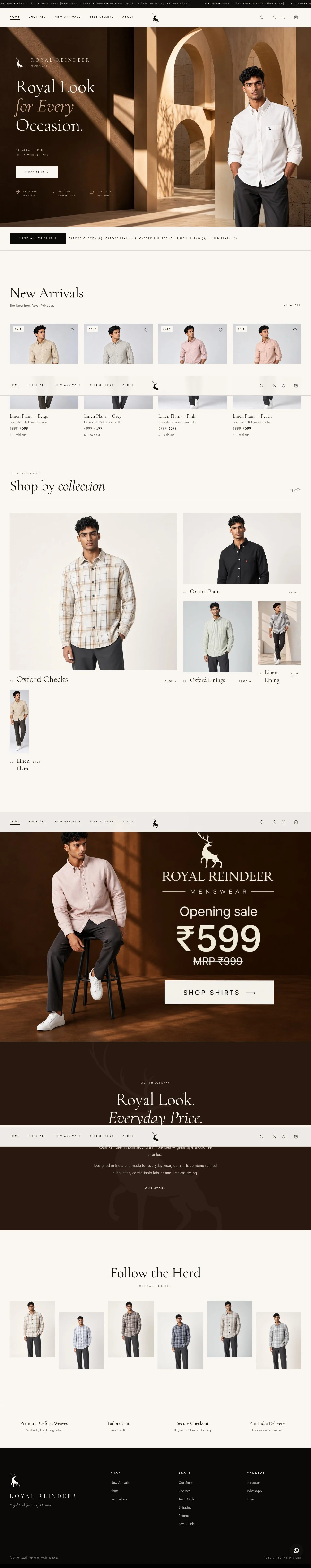 Royal Reindeer ecommerce website design